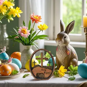 Easter Tomb Wooden Craft Ornament, Home Desktop Decoration, Home Decor Accessory, Easter Decorative Figurine, Wood Carving Art Piece, Perfect Gift, Statue