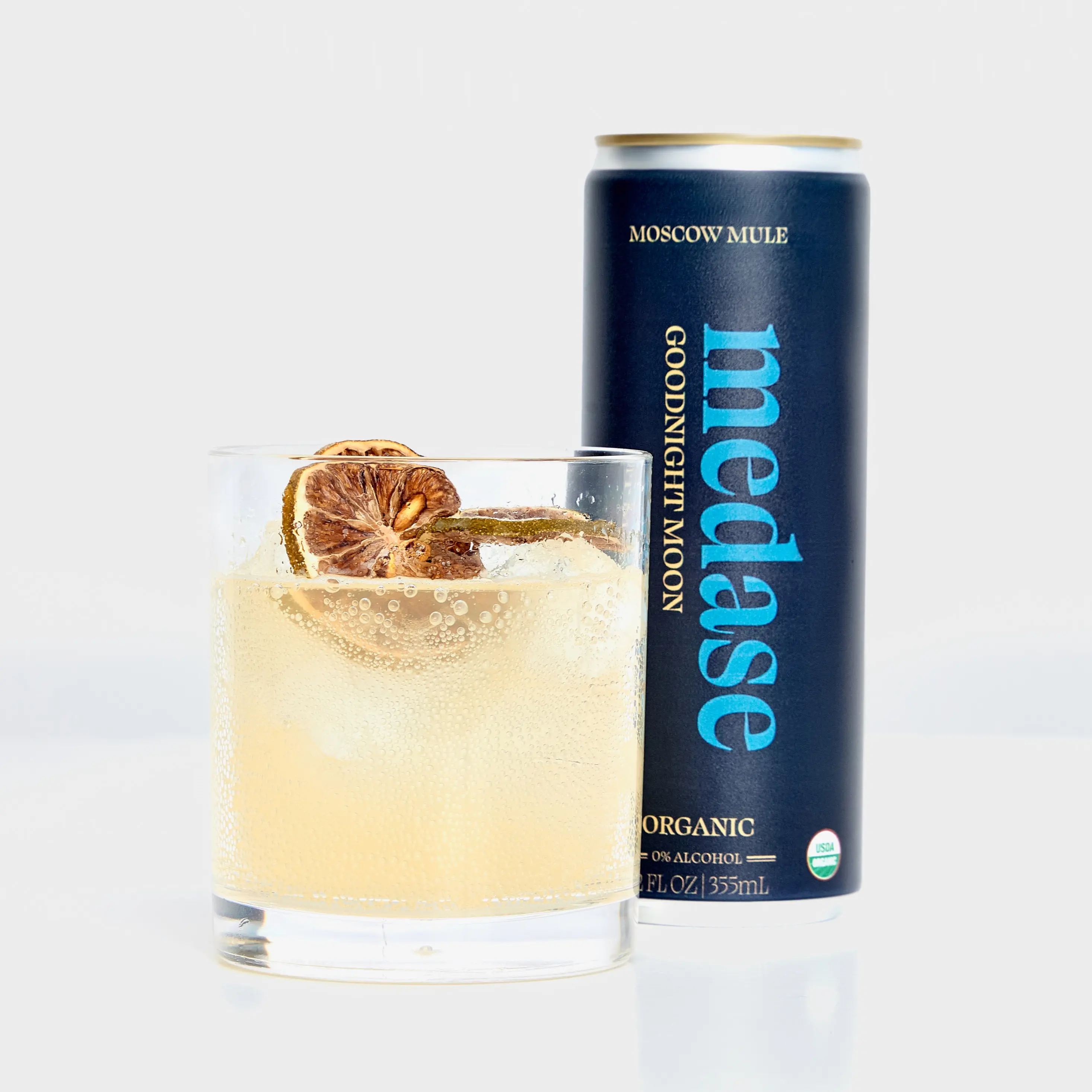 MEDASE Moscow Mule “Goodnight Moon” Non-Alcoholic Mocktail 12oz 4 Pack Authentic Cocktail Taste Healthy Organic Alcohol-Free Drink Low Calorie Gluten Free Vegan GMO Free Natural Sweet Vodka Flavor