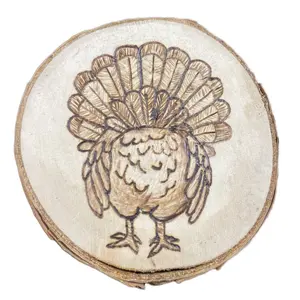 Turkey Butt Magnet | Hand-Burned Wood Slice | Cute Fall Thanksgiving Kitchen Decorative