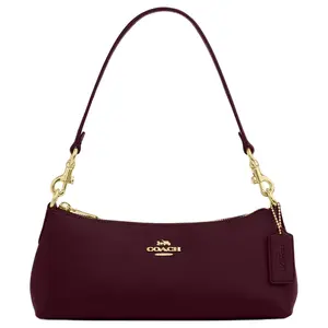 COACH Charlotte 25 Detachable Strap Crossgrain Leather Shoulder Bag for Women in Burgundy