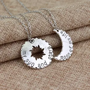 European American Style Sun Star Moon Couple Pendant Necklace My Sun And Stars Romantic Jewelry Gift