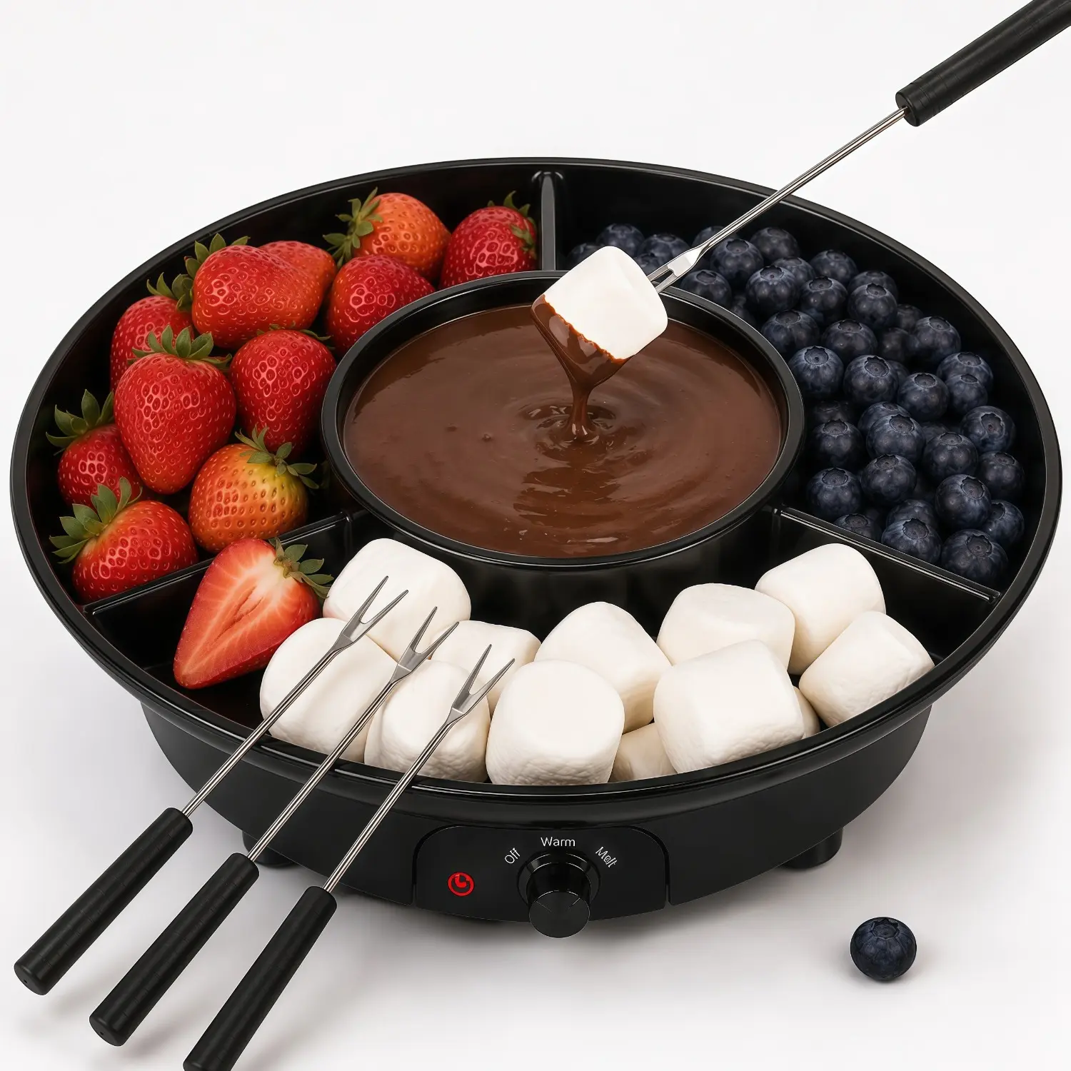 ONESHOW HOME Electric Chocolate Fondue Maker Set - 10 oz Cup Corded Unit for Melting Chocolate, Candy, Cheese - Family Dessert Station for Parties, Date Nights - Ideal for Party Hosts (Mid-Year Sale Restock Deals)