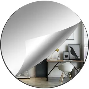 Glass Round Mirror Tile 6 inch Self Adhesive Mirror Sticker Small Circle Mirror Sheet for DIY Crafts Glass Mirror Plates Trays for Wedding Table Centerpieces Walls Decor