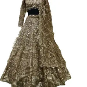 Bridal Lehngas for Women - Designer Wedding Wear with Heavy Embroidery, Long Skirt, and Short Sleeves, Purple Color - Womenswear, Dress Elegant Elegance Formal Halter Casual Glitter Sequins