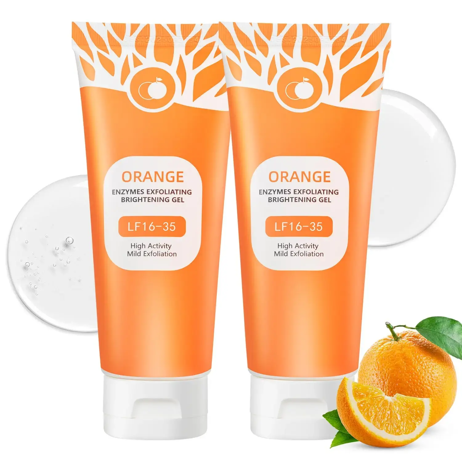 2Pieces Orange Exfoliating Gel, Moisturizer Face Body Scrub Gel,Deep Cleansing Moisturizing Facial Exfoliator,Natural Orange Peeling Gel Face Scrub