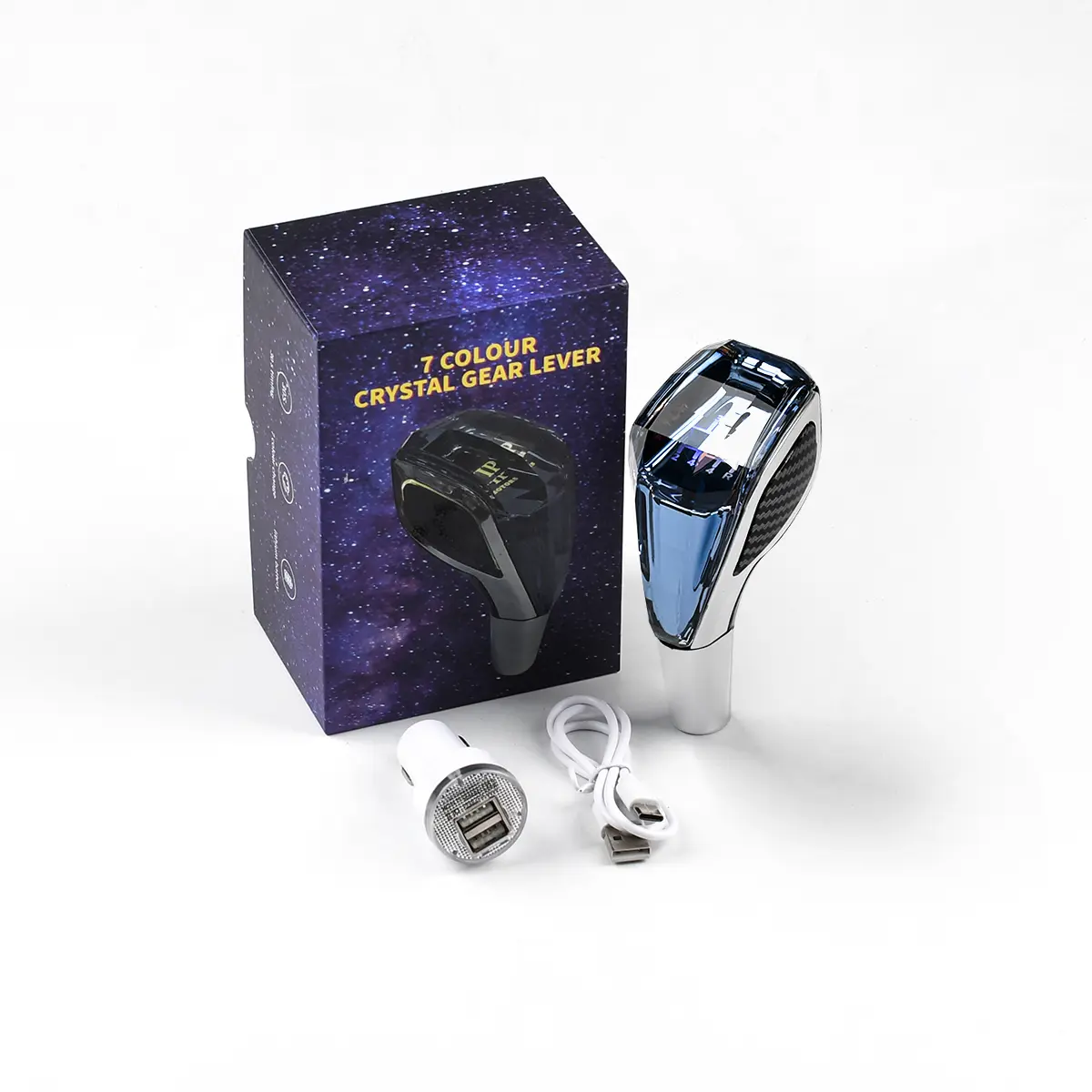 Car LED Crystal Shift Knob Universal 8/10/12MM Hole Gear Shift Knob for Toyota Lexus Nazda Fit Most Automatic Manual Vehicle Operated Shifter Knob Car Interior Accessory Blue Truck