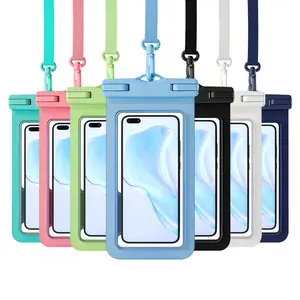 Waterproof Phone Pouch with Hand Strap Back, Anti-Slip Underwater Phone Case for Swimming, IPX8 Universal Dry Bag with Lanyard, Touch Friendly, Fits All Phones Up to 7" (1 Pack)