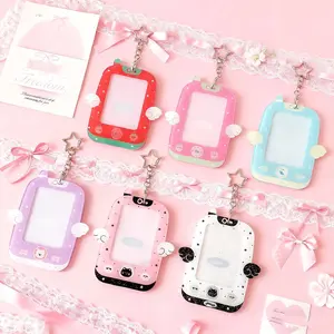 Cartoon Wings Phone Charm with Hollow Design, 3-Inch Star Chasing Card Holder, Cute Display Card Case for Girls