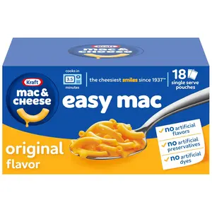 Easy Mac and Cheese, 18 Packets, for Easy Dinner or Dinner Sides, Original Flavor, No Artificial Flavors, Preservatives or Dyes, 38.7 oz