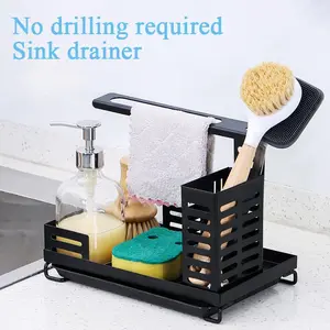 Kitchen Sponge Holder Rack, Dishwasher Sink Organizer, Water Faucet Storage Shelf, Home Kitchen Accessories, Space-Saving Design