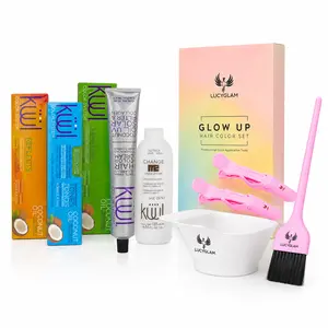 Kuul Hair Color Kit with Developer + Lucyglam Hair color set Brush, Bowl, and 2 Clips