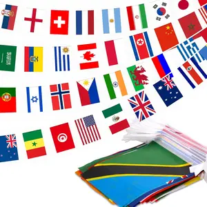 50FT Lightweight International String Flag Bunting Banner - 48 Country Flags for World Party, Sports Game Events, Indoor & Outdoor Decor (Sports Clubs)