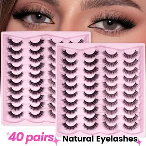 MAGEFY 40 Pairs Mixed False Eyelashes – Fluffy, Curly, Thick & Full, Large Eyepiece, D-Degree Curling for Party, Everyday, Travel & Manga Style – Natural and Dramatic Looks