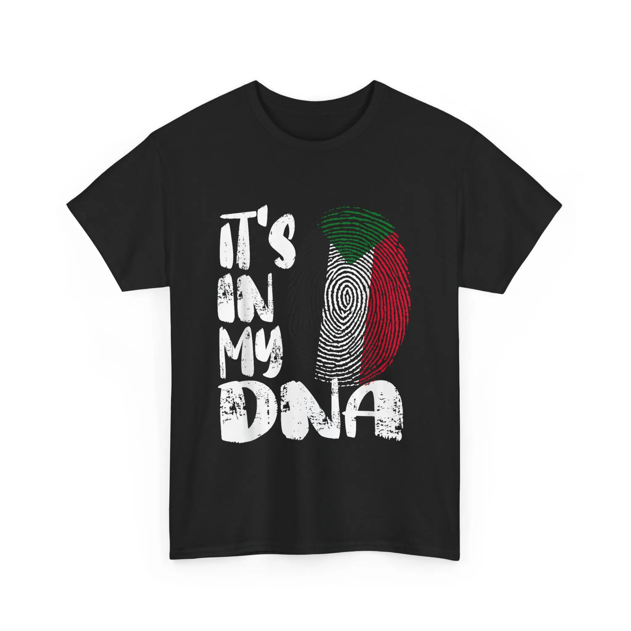 Sudan Flag It's in My Dna Sudanese Fingerprint Flag Unisex Short-sleeve T-Shirt, Full Color Casual Cotton