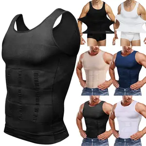Mens Compression Shirt Body Shaper Tank Top Tight Vest Compression Underwear Men Shapewear Sports Fitness Workout Tank Tops Abs Abdomen Undershirts Breathable Menswears