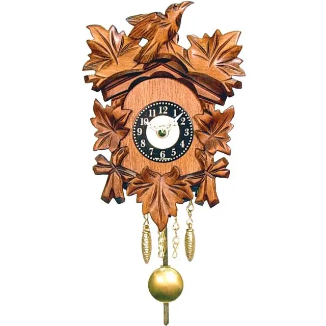 212 MAIN Engstler 5.5 in Battery-Powered Mini Analog Clock (0125-1QP by Alexander Taron) - Wooden Home Decor Decoration, Desk Decor, Pendulum, Chiming Sound, Swing Function, On and Off Switch, Traditional, 2 AA Batteries, Ideal Holiday Gift
