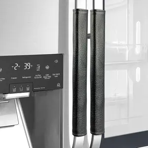 OUGAR8 Refrigerator Door Handle Covers, Waterproof & Oilproof, Black, 2pcs_15.74"L*4"W, Fits Fridge, Oven, Stove, Microwave, Dishwasher, Anti-Slip, Easy to Clean, Keeps Kitchen Appliance Clean - Black(2Pcs,15.74"L*4"W)