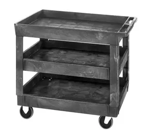 212 MAIN Quantum Storage PC4026-33-3 Sturdy Heavy-Duty Polymer Tool Storage Organiser Cart, 3 Shelves, 40x26x32.5 in., Industrial Racks