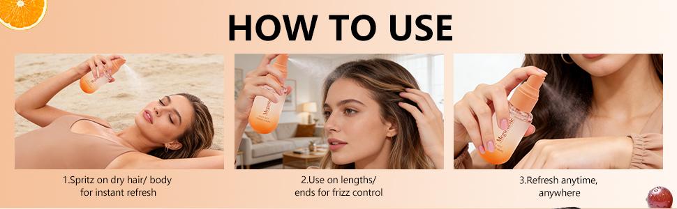 MegustaMe Hair & Body Mist Duo - Coconut Vanilla + Orange Grape - 2-in-1 Natural Spray - Vegan Cruelty-Free - Travel-Friendly - Refreshes Hair & Skin Between Washes - No Buildup, Non-Greasy