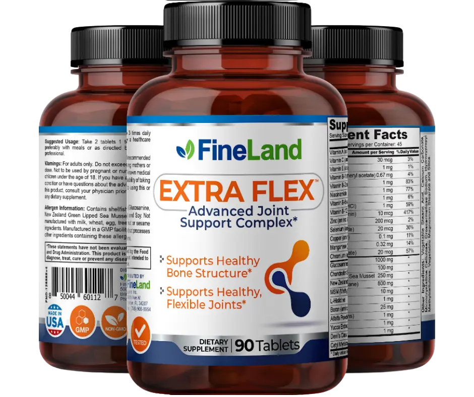 FineLand EXTRA FLEX Advanced Joint Support Complex, Optimal Bone Structure, Flexible Joints, Glucosamine, Chondroitin, MSM