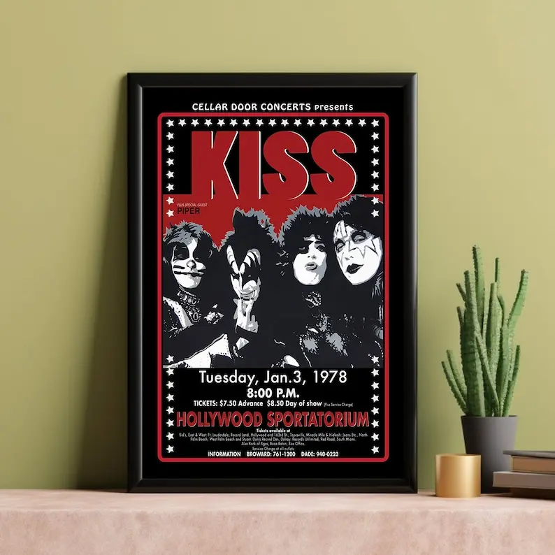 KISS 1978 Concert Poster - Music Fan Collectibles - Vintage Music Poster - Home Decor - Wall Art