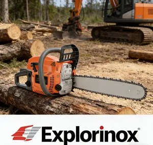 Explorinox 58cc 20 Inch Gasoline Chainsaw High Power Fast Cutting Labor-saving Gas Saw Handheld Wood Cutting Logging Machine for Garden Supplies