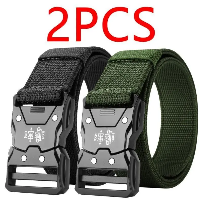 Men's Tactical Braided Belt, Polyester Elastic Band with Rivet Detail and Quick-Release Metal Buckle - Ideal Men's Accessories for Adults & Sports