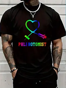100% Cotton Gift For Phlebotomist Phlebotomy Butterfly Needle Heart T-Shirt Women's Men's Graphic Tee Crew Neck summer vacation Tops