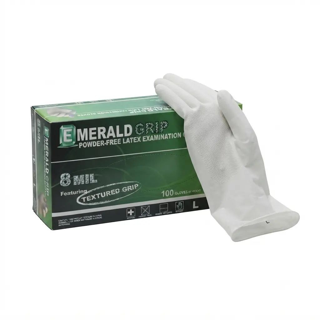 Disposable Latex Hand Cleaning Gloves, 8 mil, Powder-Free, Extra Grip, 100 Count (Examination-Grade)