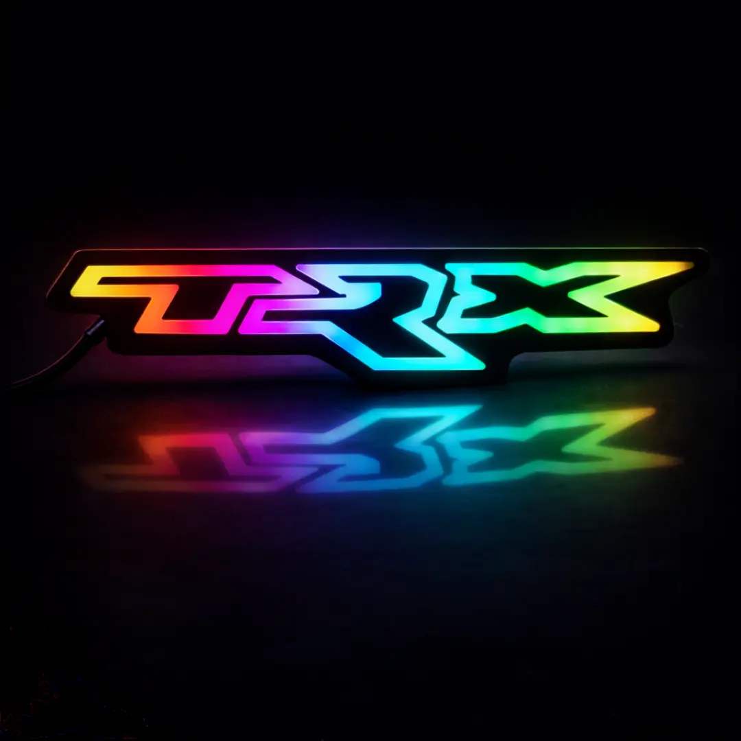 TRX Acrylic LED Grille Badge - 1x RGB Flow Series, 120+ Dynamic Modes, Hybrid Control (Bluetooth + Handheld Remote), Custom Fit for RAM TRX 2020-2024 w/ Bluetooth Controller, Plug-and-Play Wiring Harness & Installation Hardware, 1X Rgb Flow Series Trx Led