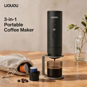 3-in-1 Portable Espresso Maker, 15 Bar Auto-Heating Coffee Machine with LED Display, Compatible with Ground Coffee & NS DG Capsules, Ideal for Car & Camping Use