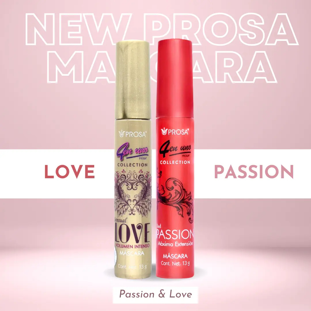 Prosa 4-in-1 Viral Mascara Bundle - Rojo Pasion + Sensual Love Intense Volume, Black, Voluminous, Long Lashes, Maximum Extension, 13g, Voluminous Mascara
