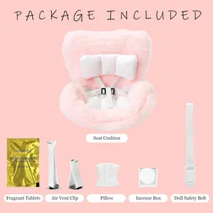 Car Seat for labubu car seat Vent Clip,Cute,Functional Safety Seat for 3.94-6.69" (10-20cm) Dolls,Furry Cushion Car Ornament Display Accessory for Doll Fans and Collectors (Pink)