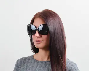 Simplistic Elegance Square Frame Sunglasses for Women & Men | Black Frames and Black Lenses with Gold Stud on the Front | Sunglasses for Outing, Driving & Parties - Black