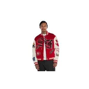 SAN FRANCISCO 49ERS WOOL & LEATHER VARSITY JACKET "49ERS WOOL RED" NFL-102-49ER-RED