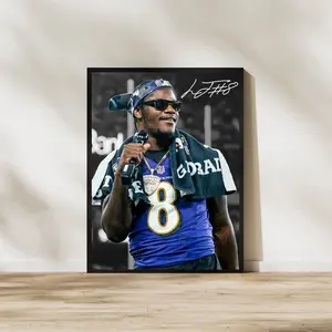 Lamar Jackson Football Poster Dynamic Wall Art for Sports Lovers and Fans (Frame Not Included)
