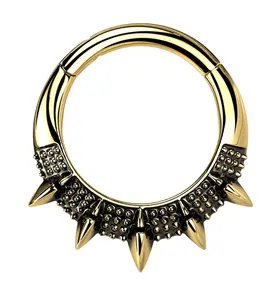 Gold PVD Barbed Hinged Segment Ring