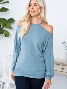 Oversized Off-Shoulder Knit Sweater Women's Casual Long Sleeve Ribbed Off Shoulder Top Loose Fit for Spring, Summer, Autumn & Winter Wear
