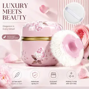 3.15" Portable Empty Body Powder Container with Puff – Refillable Travel Powder Box for Women, Loose Dusting Powder Case with Lid, Leak Proof for Bath, Travel, Home Use tiktokshopspringglowup,summervibes