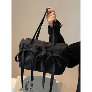 Women's Solid Color Bow Decor, Large Capacity Shoulder Bag for Daily Used, Casual Trendy Versatile High-quality Daily Commuting Bag, Casual Commuter Bag
