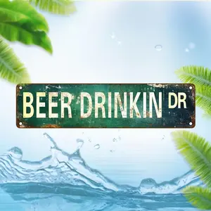 Beer Drinking Street Sign, Beer Drinking Direction Sign, Wall Hanging Sign, Vintage Metal Sign, Indoor Decor and Holiday Decoration, Signage