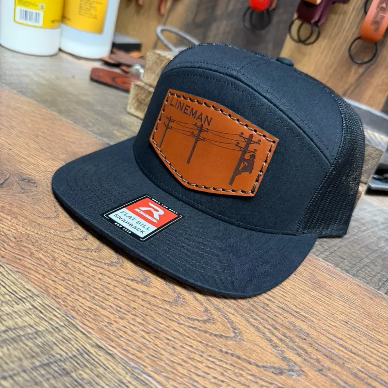 Lineman Hat, Blue Collar Hat, Dirty Hands, Clean Money, Electrician, Lineman, Groundman, Leather Patch Hat, Gift, His Her, Dad Hat
