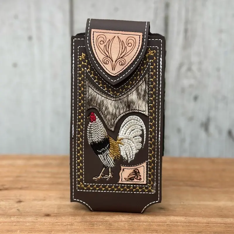 Brown “Gallo” Western Leather Phone Holster with Genuine Cowhide | Made in Mexico