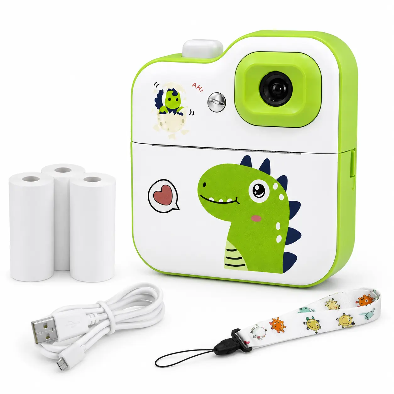 Pet Instant Print Camera - Portable Mini Thermal Photo Printer, Ink-Free, HD Printing, Bluetooth App Connection, 2.4" Screen, Includes 3 Paper Rolls, Lanyard & USB Cable for Dogs & Cats