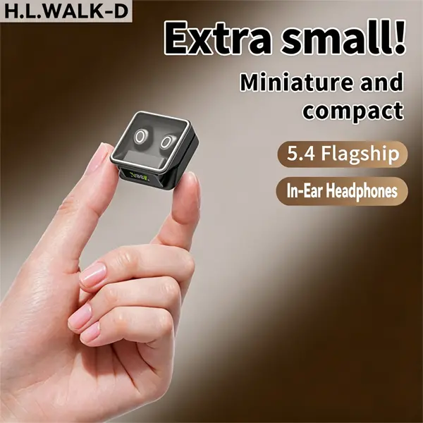 H.L.WALK-D Mini Invisible Wireless Earbuds Ultra-Compact Smallest Tiny Earphones for Small Ear Canals & Small Ears Low Profile Travel Earplugs Outdoor Fun Summer Gear with Charging Case