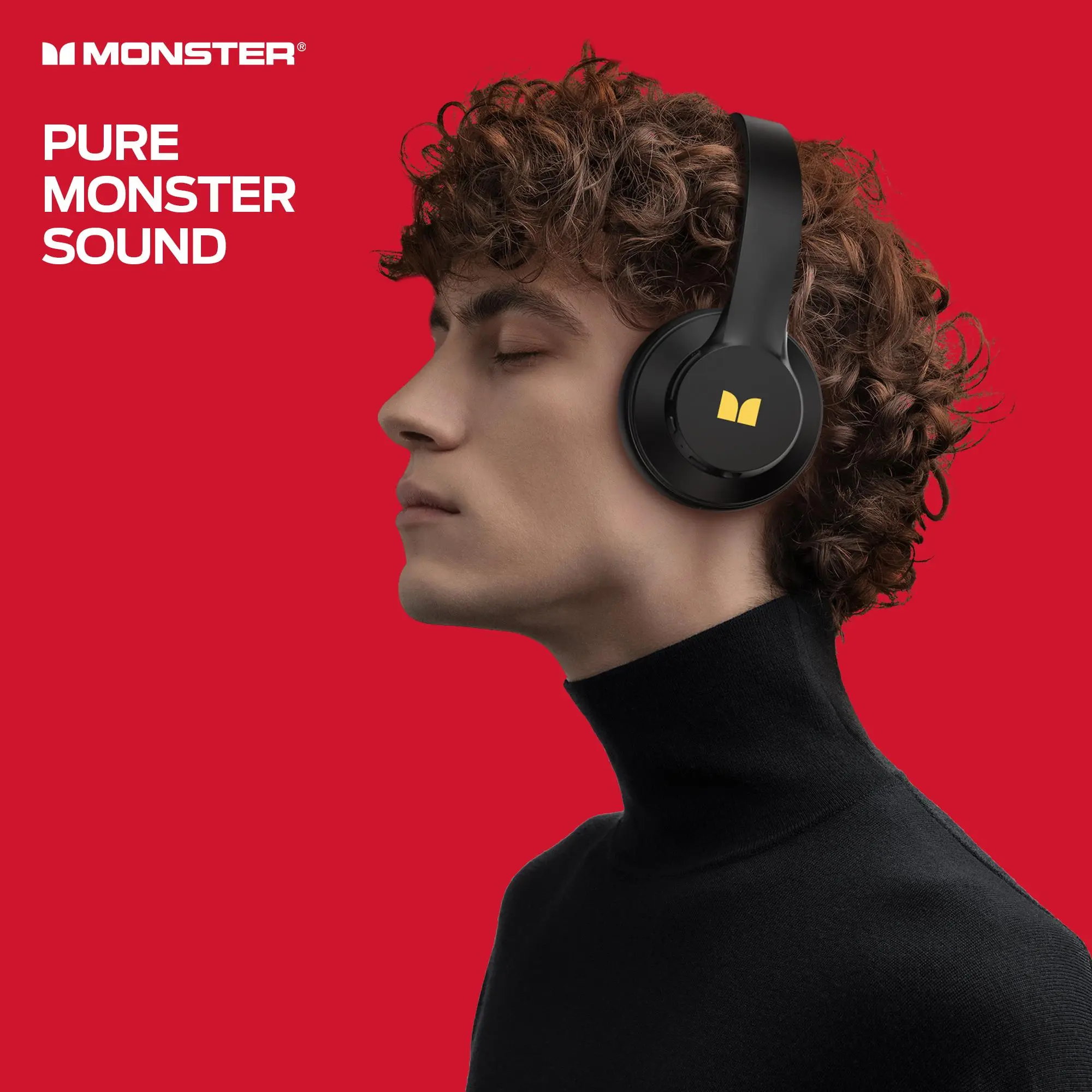 Monster Mission 100 Over-Ear Wireless Bluetooth Headphones – Deep Bass Stereo Sound, Clear Voice & Noise Cancelling Mic, Bluetooth 6.0 Foldable Headset with 160H Playtime, Comfortable Over-Ear Design for Travel, Work, PC-TikTokShopBackToSchool