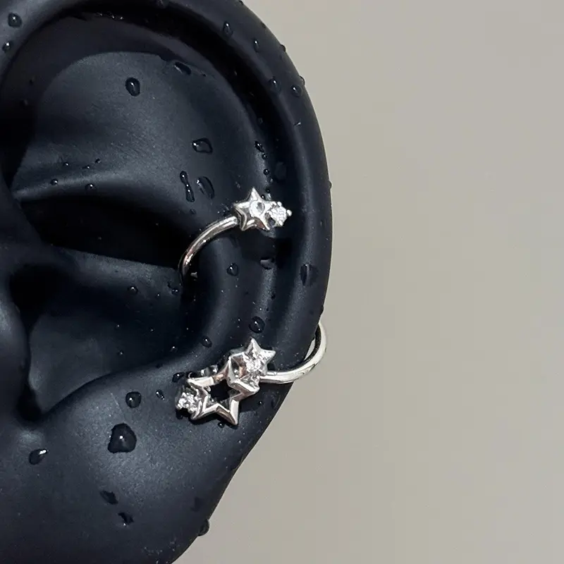 1PCS Star Surround Planet Spiral 316L Stainless Steel Ear Bone Nail for Women New Fashion Silver Color Earrings Accessories