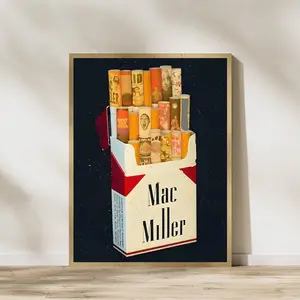 Mac-Miller Cigarette Pack Discography Retro Poster, Hip Hop Poster, Rapper Poster
