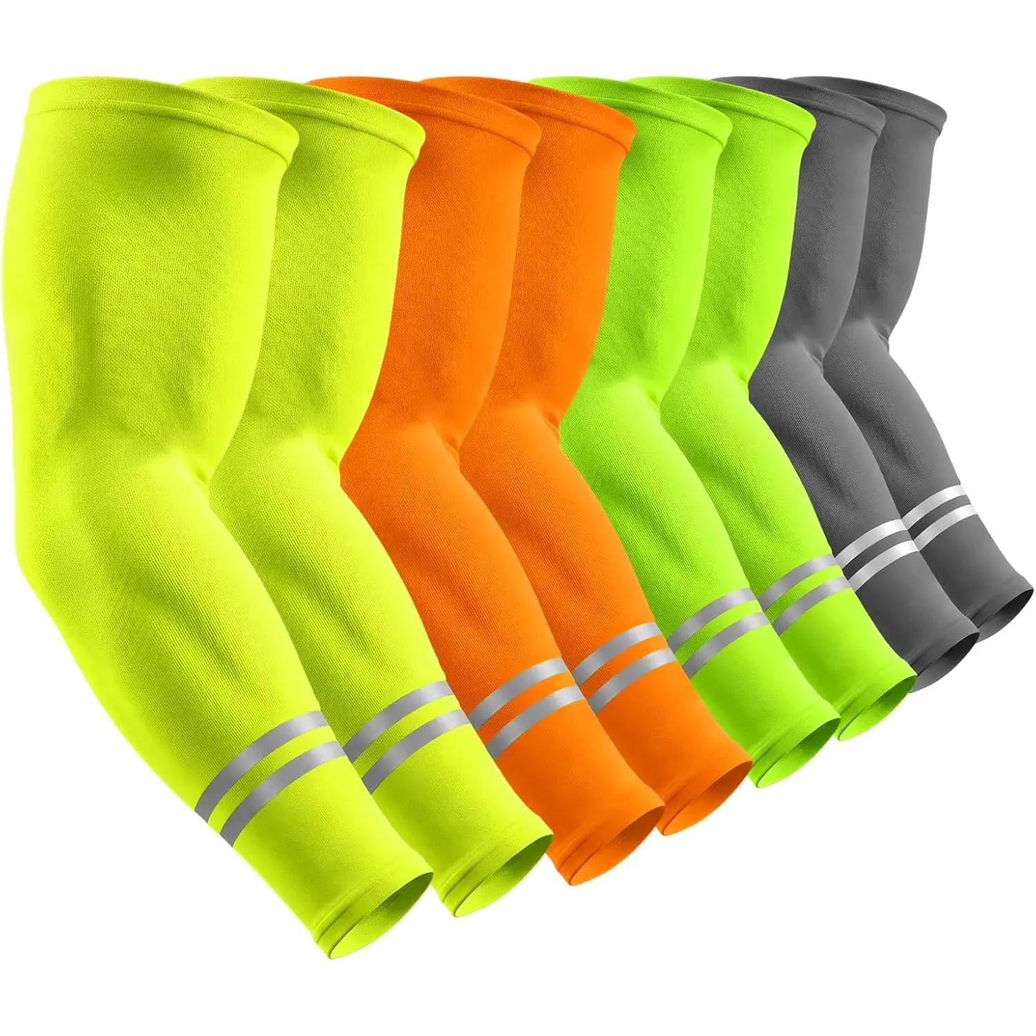 4 Pairs Reflective Arm Sleeves Compression Sports Sleeves for Men Women