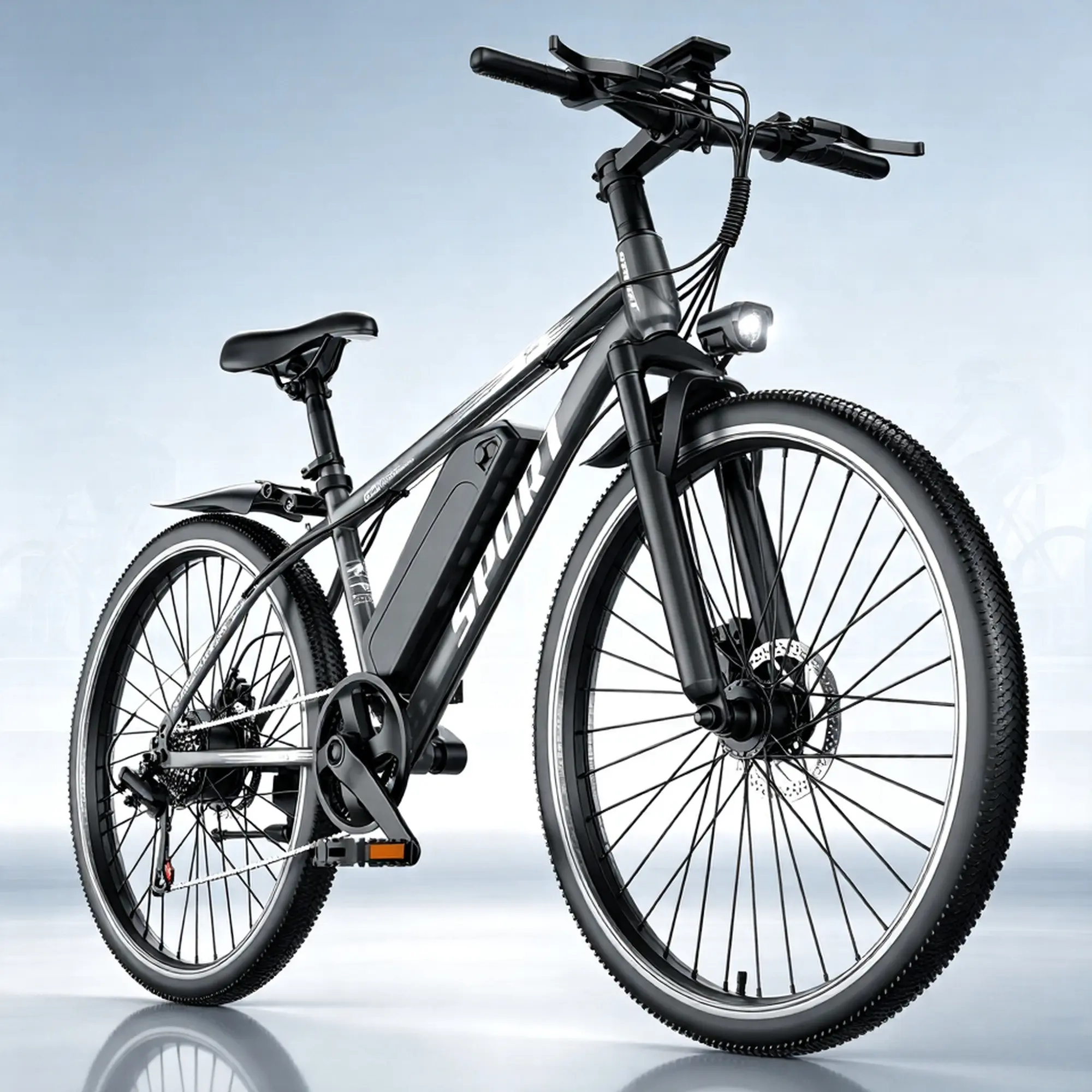 Fweork Gray G26 Adult Electric Mountain Bike, 1500W Peak Motor, 28 MPH Max Speed, 65 mi Range, 48V 10Ah Removable Battery, 26" Wheels for Commuting
